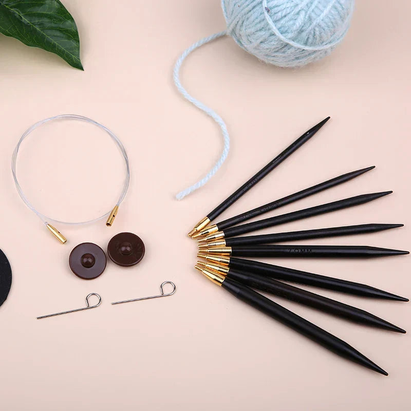 (Pack of 1) LMDZ High Quality Cable or Sandalwood Circular Knitting Needles Sweater Weaving Tools Wool Cotton Yarn DIY Knit Accessories