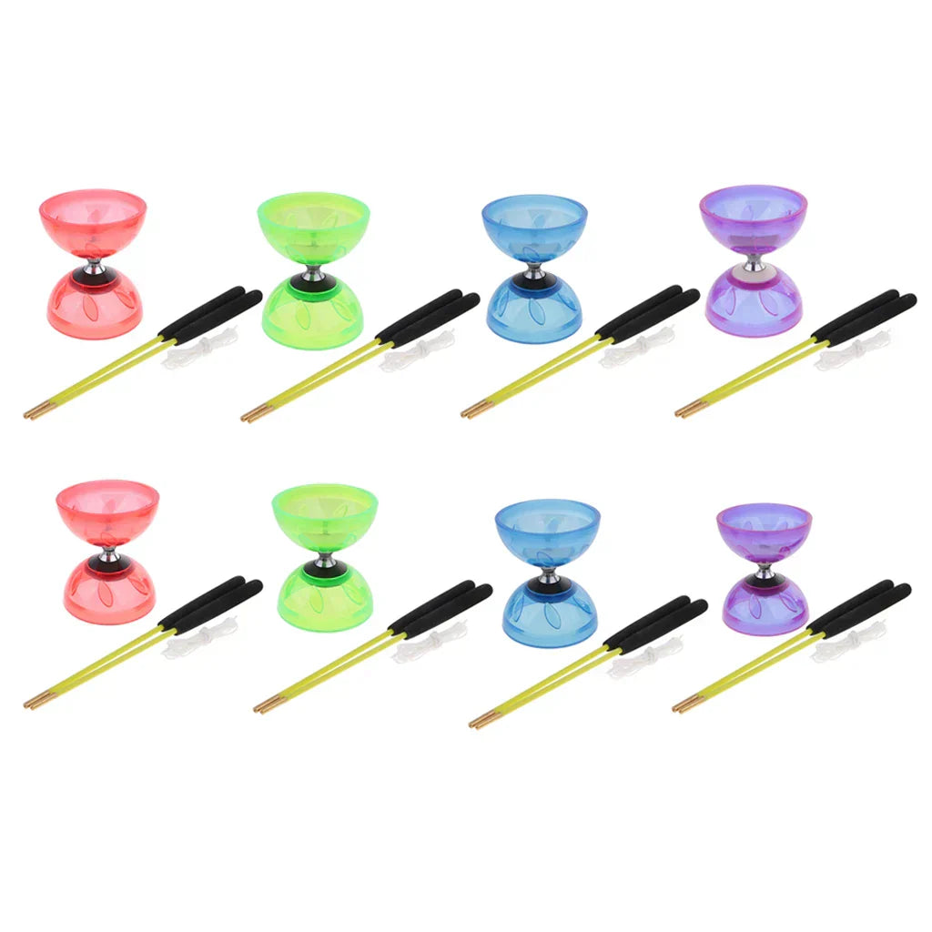 Triple Diabolo Bearings with Sticks Rope Set Rubber Toys