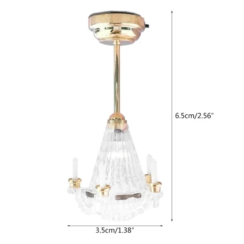 1Pc 1:12 Dollhouse Miniaturescale Ceiling Light Candles LED Lamp Battery/Button Battery Operated Decorative Accessories