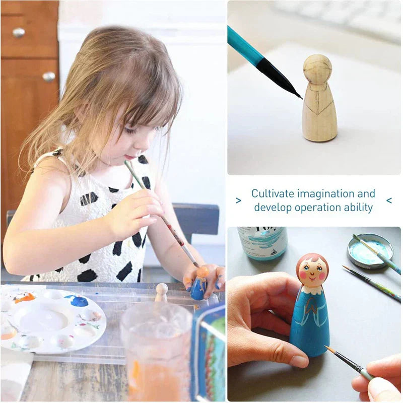 Wooden Doll Peg Baby Teether DIY Color Painting Peg Dolls Unfinished Wood Blank Male & Female Doll Bodies Decoration Toys