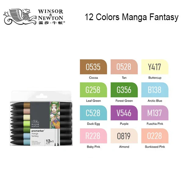 WINSOR&NEWTON 6/12 Colors ProMarkers Alcohol base ink Twin tips Professional Art Marker Pen Drawing Supplies