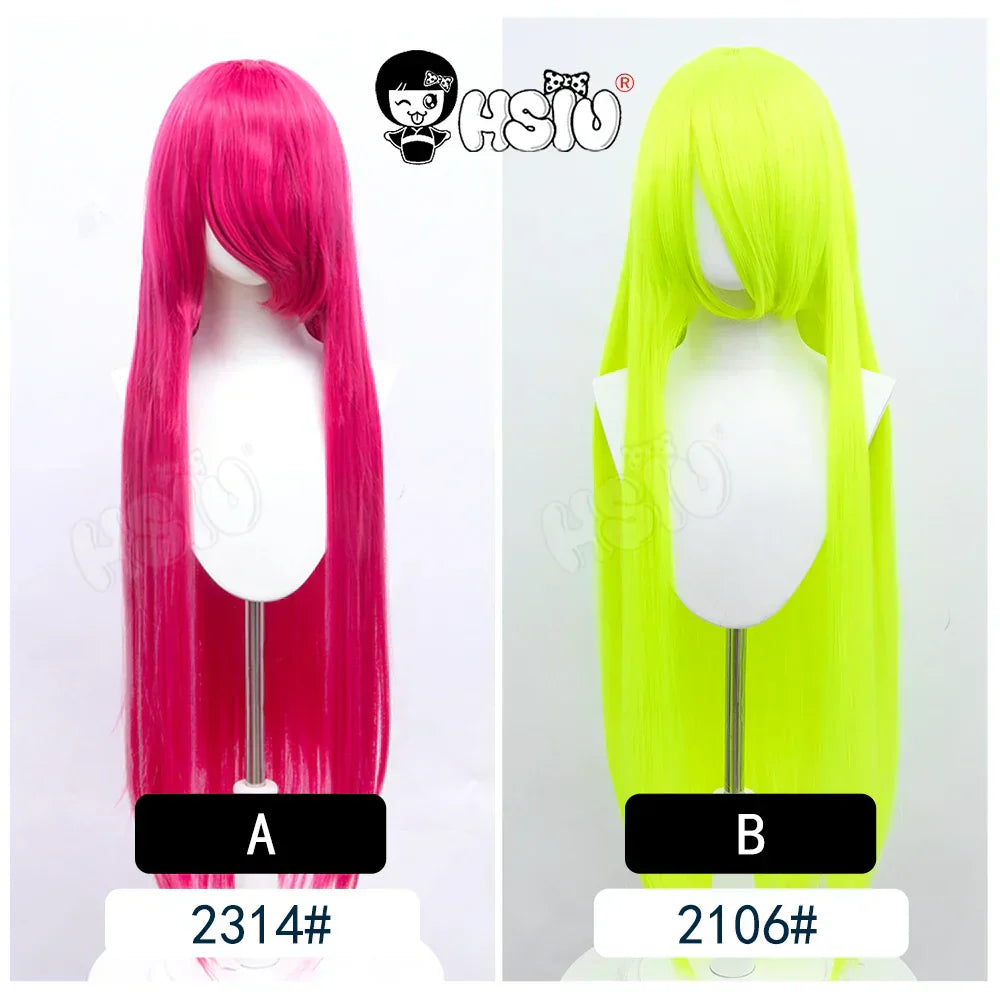 100Cm Long Staight Cosplay Wig HSIU Heat Resistant Synthetic Hair Anime Party wigs 42 color Colourful brand wig cap