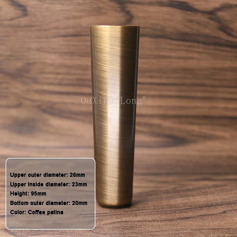(Pack of 24) Copper Covers Chair Cups Cabinet Covers Sofa Brass Tip Cap Furniture Tube Leg Protector Metal Leg Base Height 95mm
