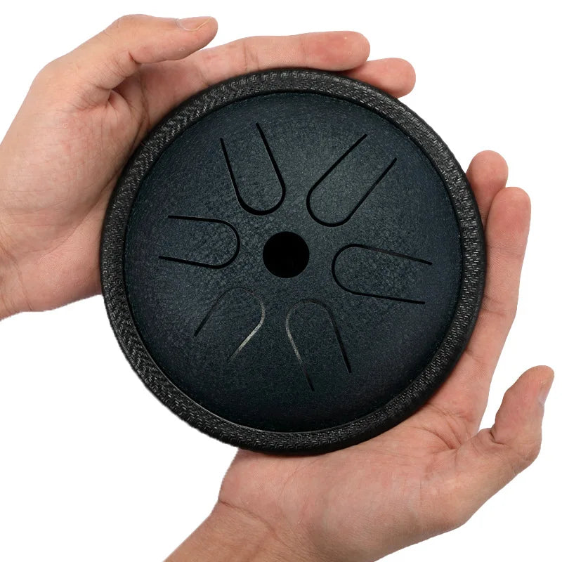 HLURU Mini Music Drum 5.5 Inch 6 Notes Glucophone Steel Tongue Drum C Tone Ethereal Drum Yoga Meditation Percussion Instrument