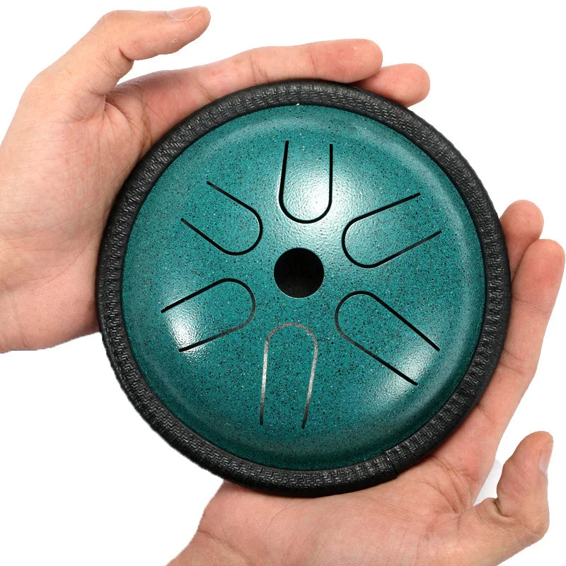 HLURU Mini Music Drum 5.5 Inch 6 Notes Glucophone Steel Tongue Drum C Tone Ethereal Drum Yoga Meditation Percussion Instrument