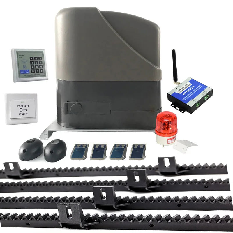 With 6m or 7m nylon racks Gate automation system 12VDC Heavy Duty Sliding Gate opener kit working with battery solar sytem