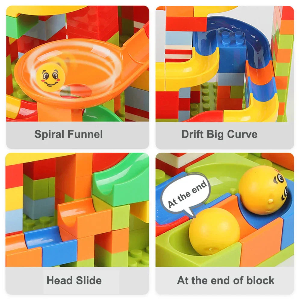 (Pack of 504) 84- Marble Race Run Block Small Size Building Blocks Funnel Slide Blocks DIY Creative Bricks Assemble Toys for Kids Gifts