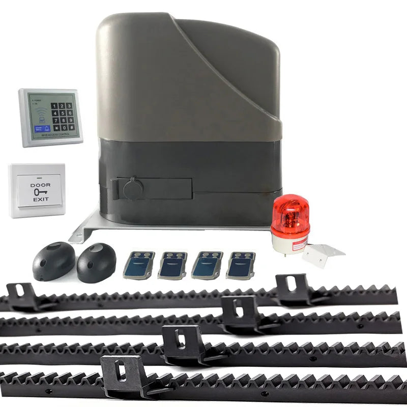 With 6m or 7m nylon racks Gate automation system 12VDC Heavy Duty Sliding Gate opener kit working with battery solar sytem