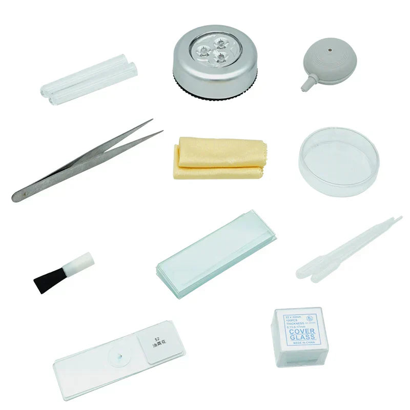 Microscope Accessories Set Specimen Making Biological Experiment Dropper Tweezers Lamp Test Tube Cover Slides Microscope Parts