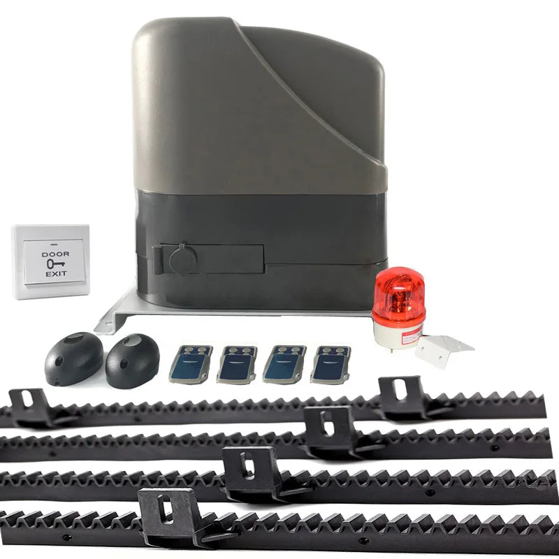 With 6m or 7m nylon racks Gate automation system 12VDC Heavy Duty Sliding Gate opener kit working with battery solar sytem