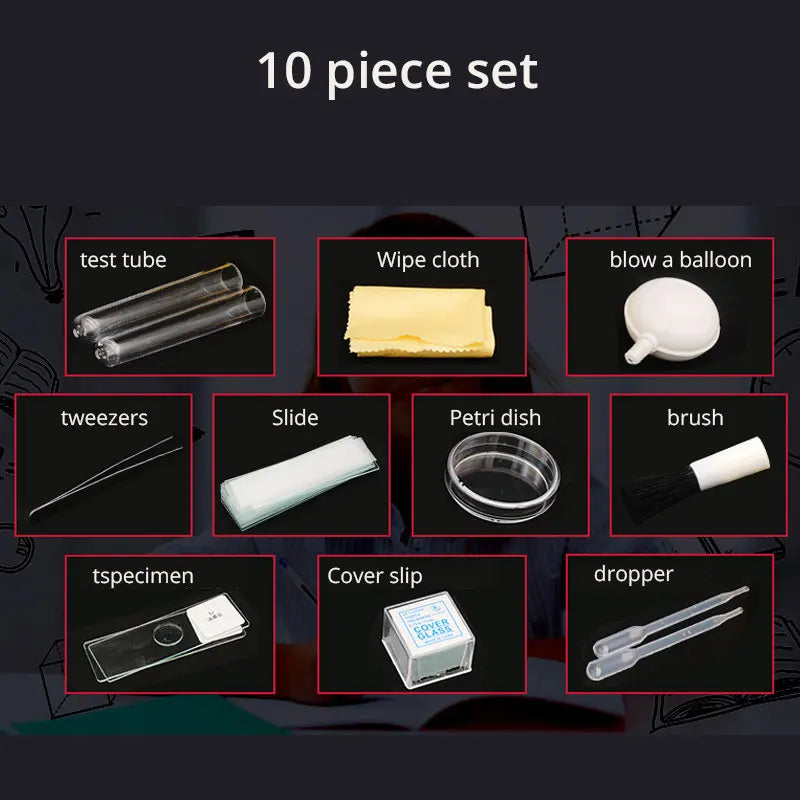 Microscope Accessories Set Specimen Making Biological Experiment Dropper Tweezers Lamp Test Tube Cover Slides Microscope Parts