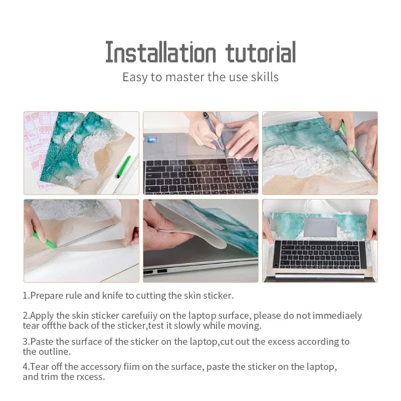 (Pack of 2) Universal Sea Wave Laptop Cover Sticker Skins Notebook Stickers Decal 12"/13"/14"/15"/17"for Macbook /Lenovo/Asus/Hp/Acer