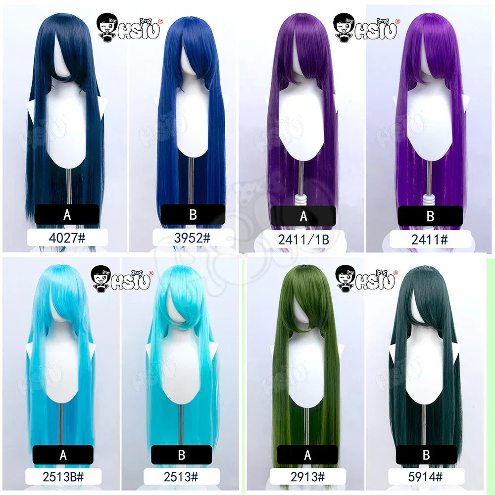 100Cm Long Staight Cosplay Wig HSIU Heat Resistant Synthetic Hair Anime Party wigs 42 color Colourful brand wig cap