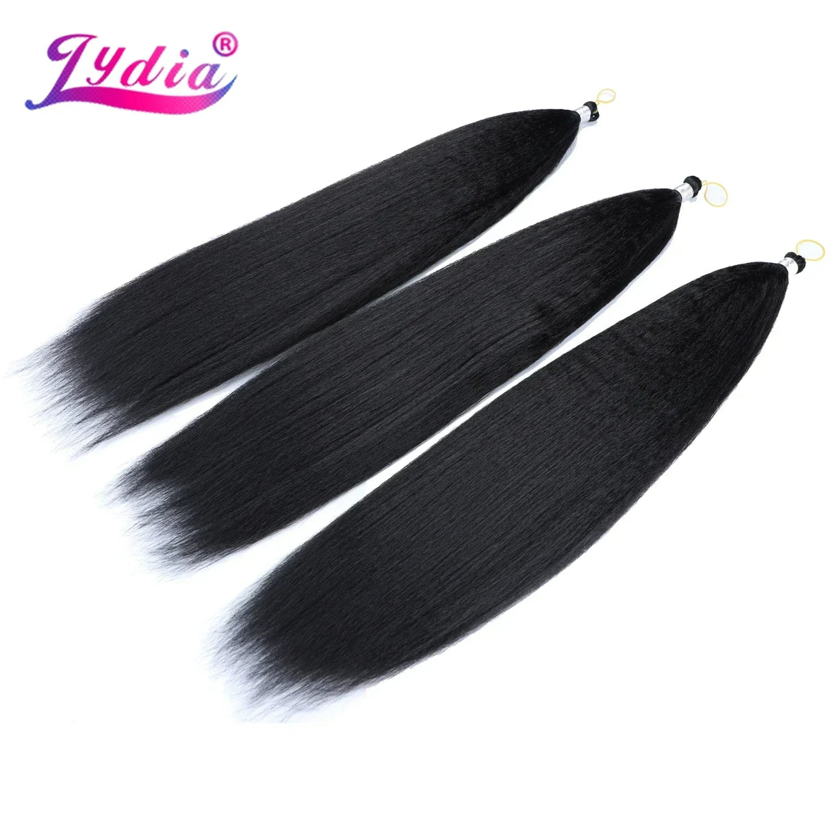 (Pack of 3) Lydia Kinky Straight Bundles Synthetic Hair Extension Freetress Crochet Kanekalon Bulk Jumbo Braiding Afro 10-41Inch Black
