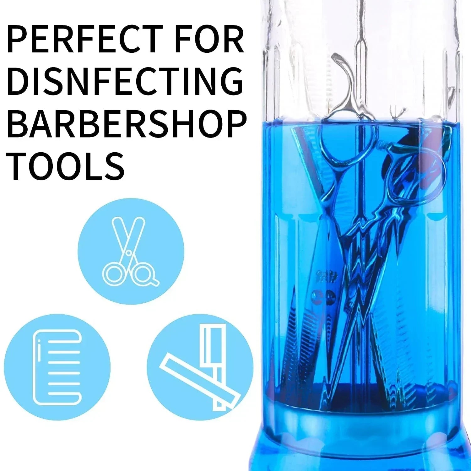 Hairdressing Sterilization Bottle Glass Scissors Comb Stainless Steel Cover Haircut Disinfecting Jar Salon Sterilizing Tool