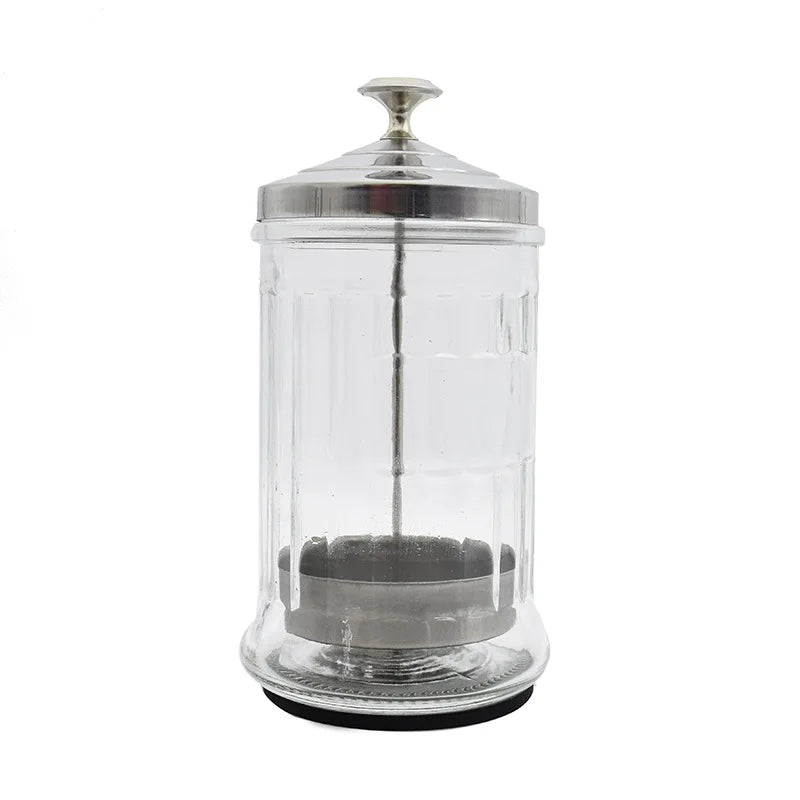 Hairdressing Sterilization Bottle Glass Scissors Comb Stainless Steel Cover Haircut Disinfecting Jar Salon Sterilizing Tool