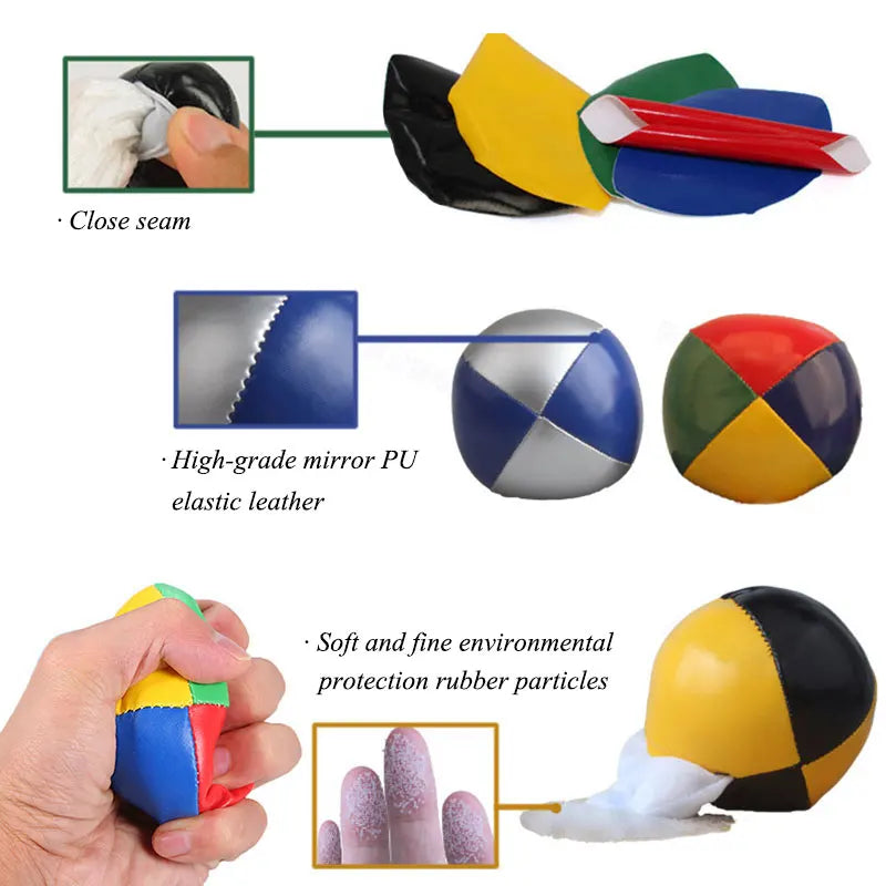 (Pack of 3) Net Set Suit Professional Juggling Ball Acrobatics Toss Ball Educational Toy Children Fun Sports Pu Soft Juggling Ball Toys