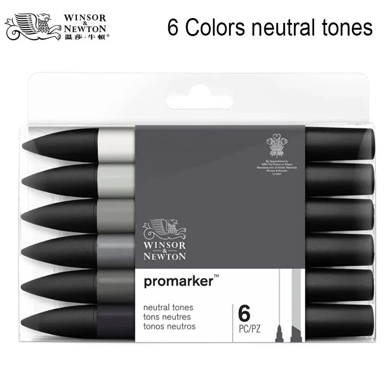 WINSOR&NEWTON 6/12 Colors ProMarkers Alcohol base ink Twin tips Professional Art Marker Pen Drawing Supplies