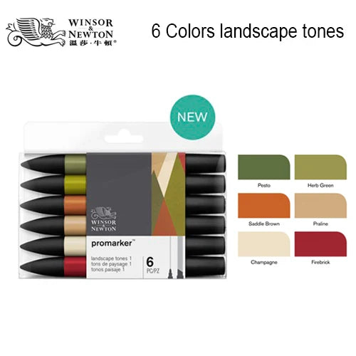 WINSOR&NEWTON 6/12 Colors ProMarkers Alcohol base ink Twin tips Professional Art Marker Pen Drawing Supplies