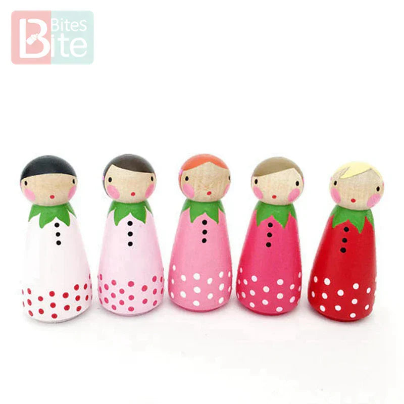 Wooden Doll Peg Baby Teether DIY Color Painting Peg Dolls Unfinished Wood Blank Male & Female Doll Bodies Decoration Toys