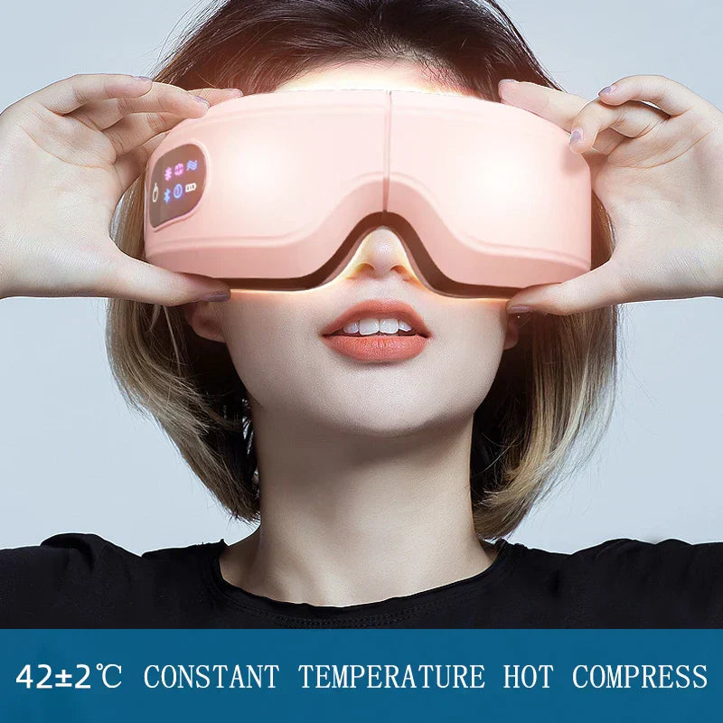 Heated Eye Massager 16D Smart Airbag Vibration Eye Care Instrument With Bluetooth Eye Massage Glasses Fatigue Pouch & Wrinkle