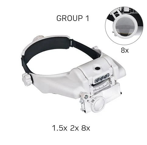 LED Headband Magnifier Hands Free Magnifying Glasses For Jewelry Loupe Watch Electronic Repair 1.5x2x2.5x3x3.5x8x Lens Loupe