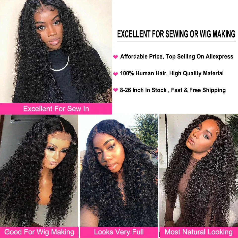 (Pack of 4) CRANBERRY Hair Deep Wave Human Hair Bundles With Closure /lot Brazilian Hair Weave Bundles With Closure Remy Hair Extension