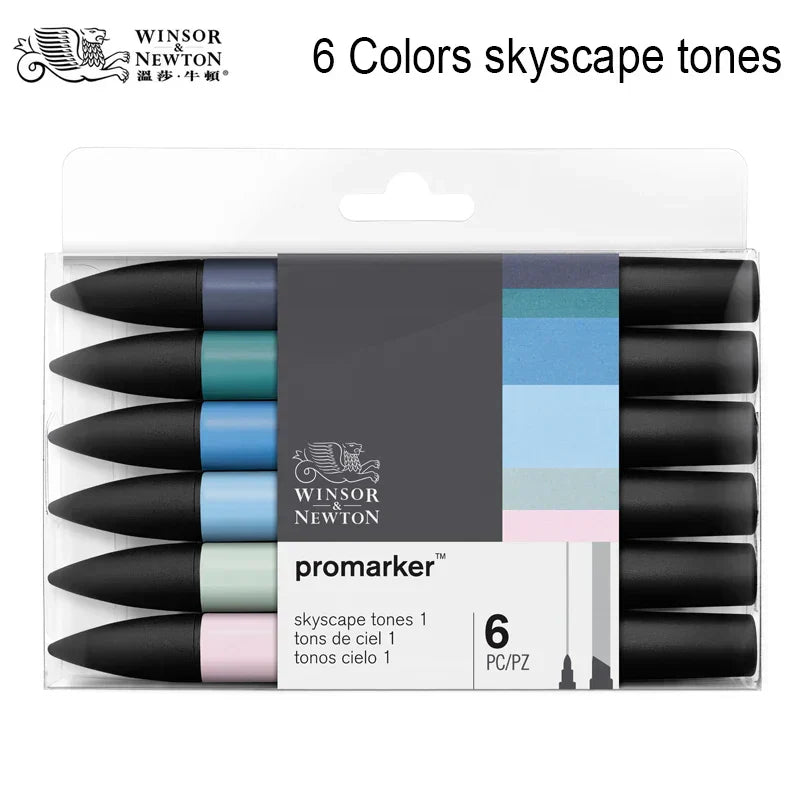 WINSOR&NEWTON 6/12 Colors ProMarkers Alcohol base ink Twin tips Professional Art Marker Pen Drawing Supplies
