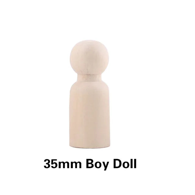 Wooden Doll Peg Baby Teether DIY Color Painting Peg Dolls Unfinished Wood Blank Male & Female Doll Bodies Decoration Toys