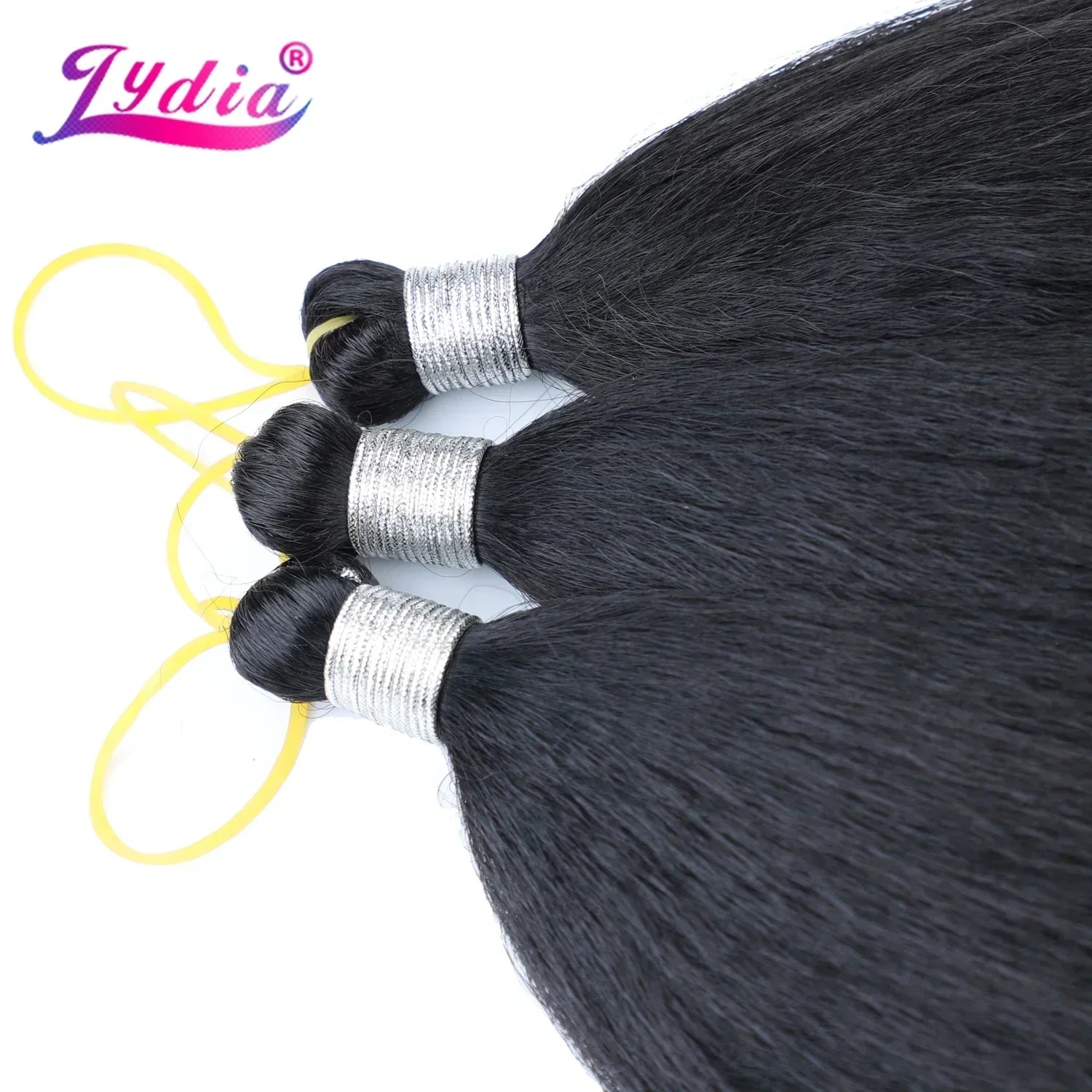 (Pack of 3) Lydia Kinky Straight Bundles Synthetic Hair Extension Freetress Crochet Kanekalon Bulk Jumbo Braiding Afro 10-41Inch Black