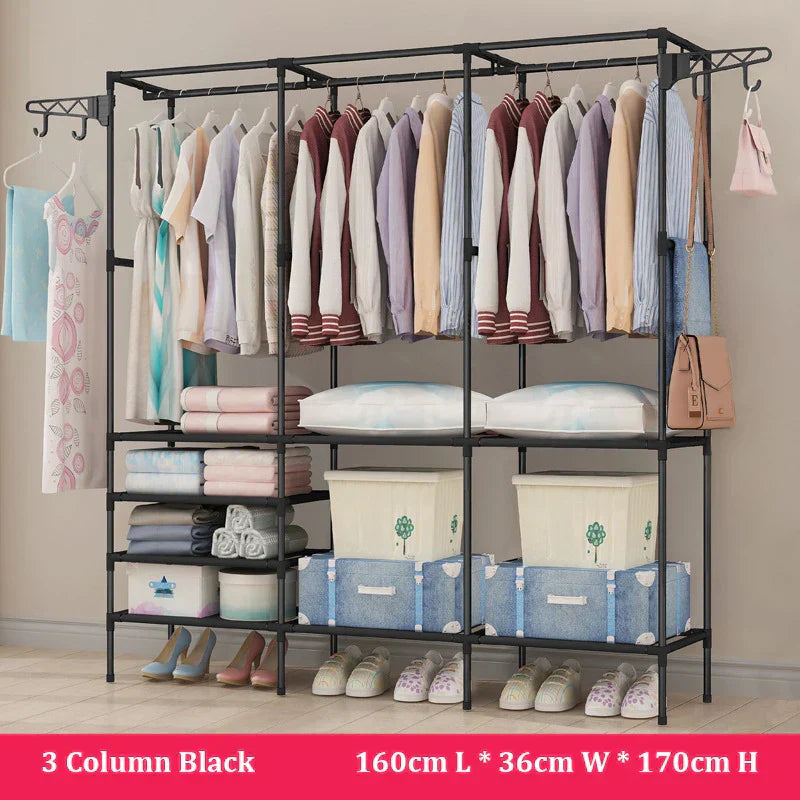 Household Simple Assembly Clothes Hanger Bedroom Coat Rack Multifunctional Organizer Storage Shelf Home Furniture