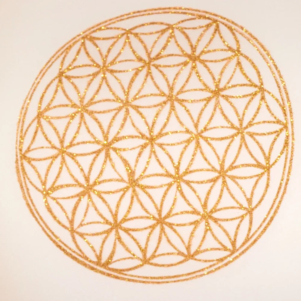 KVKA 8 Inch C Note 528Hz Life of Flower Design Chakra Frosted Quartz Crystal Singing Bowl with Free Mallet