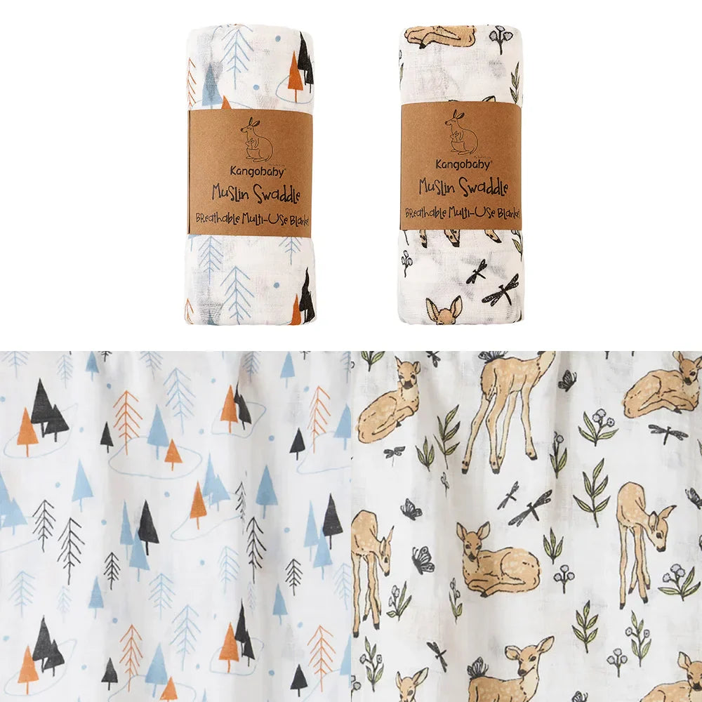 Kangobaby #My Soft Life# All Season Muslin Swaddle Blanket Newborn Bath Towel Multi Designs Functions Baby Wrap Infant Quilt