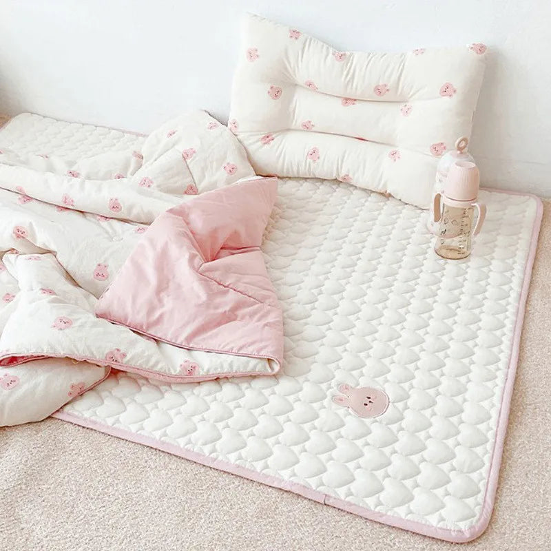 Korean Bear Bunny Embroidered Baby Diaper Changing Pad Washable Waterproof Children Mattress