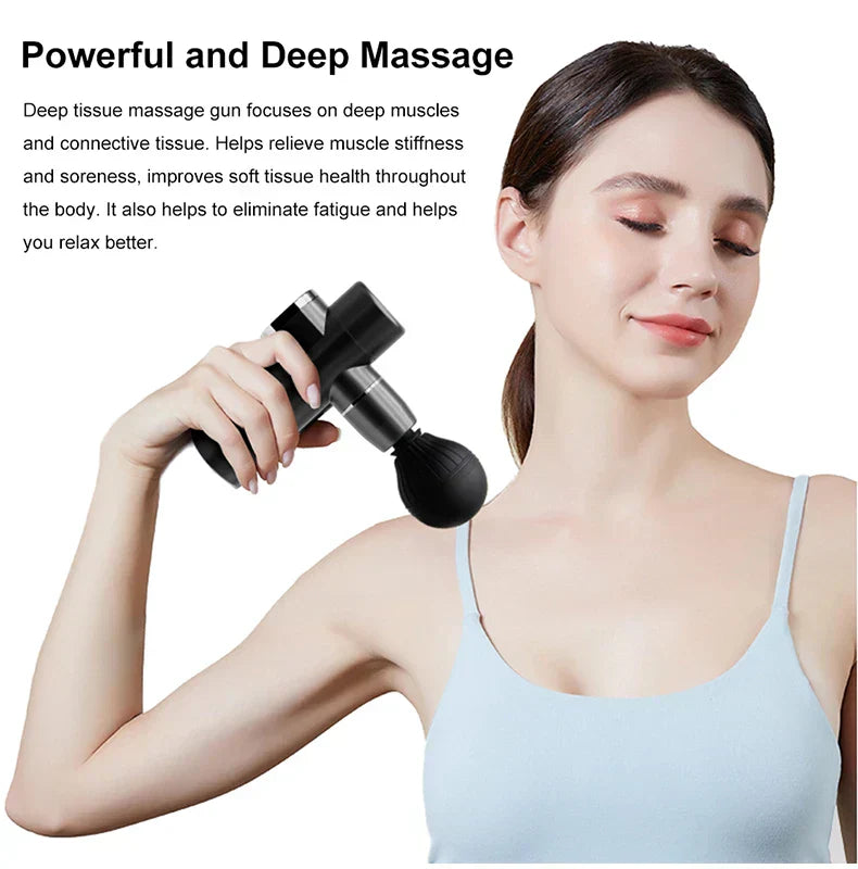 LCD Intelligent Frequency Control Mini Fascia Gun Mini Portable USB Body Massager Electric Neck Membrane Gun Massage to relax