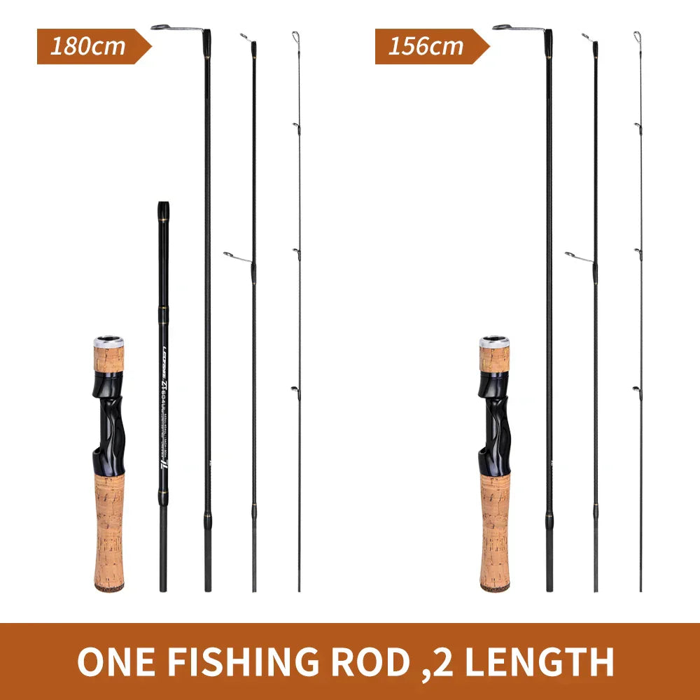 LEOFISHING Carbon Lure Spinning Casting Fast UL Bait 4+1 523/604 Ultra Lightweight Fishing Rod 1.56M&1.8M Fishing Accessories
