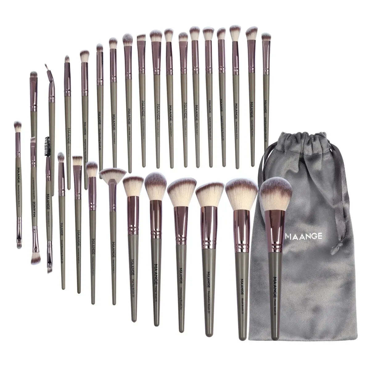 (Pack of 30) MAANGE Professional Makeup Brush Set Foundation Concealers Eye Shadows Powder Blush Blending Brushes Beauty Tools with Bag