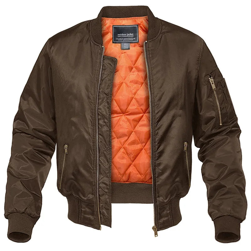MAGCOMSEN Men's Aviator Jackets Thick Warm Orange Lining Bomber Jackets Fall Winter Casual Windproof Coats