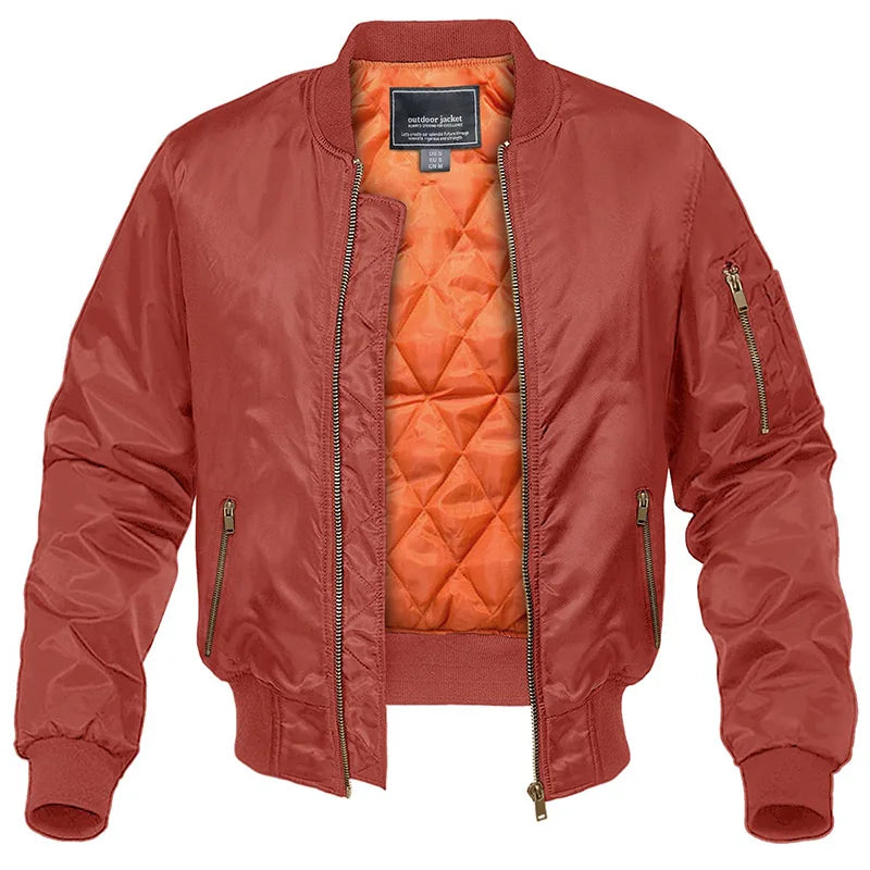 MAGCOMSEN Men's Aviator Jackets Thick Warm Orange Lining Bomber Jackets Fall Winter Casual Windproof Coats