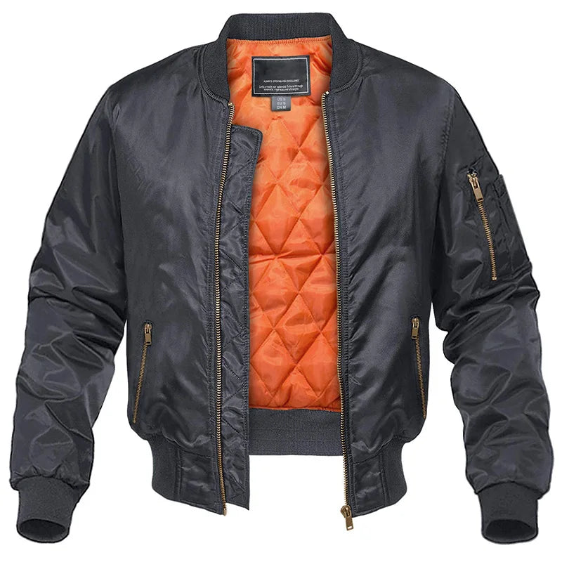 MAGCOMSEN Men's Aviator Jackets Thick Warm Orange Lining Bomber Jackets Fall Winter Casual Windproof Coats