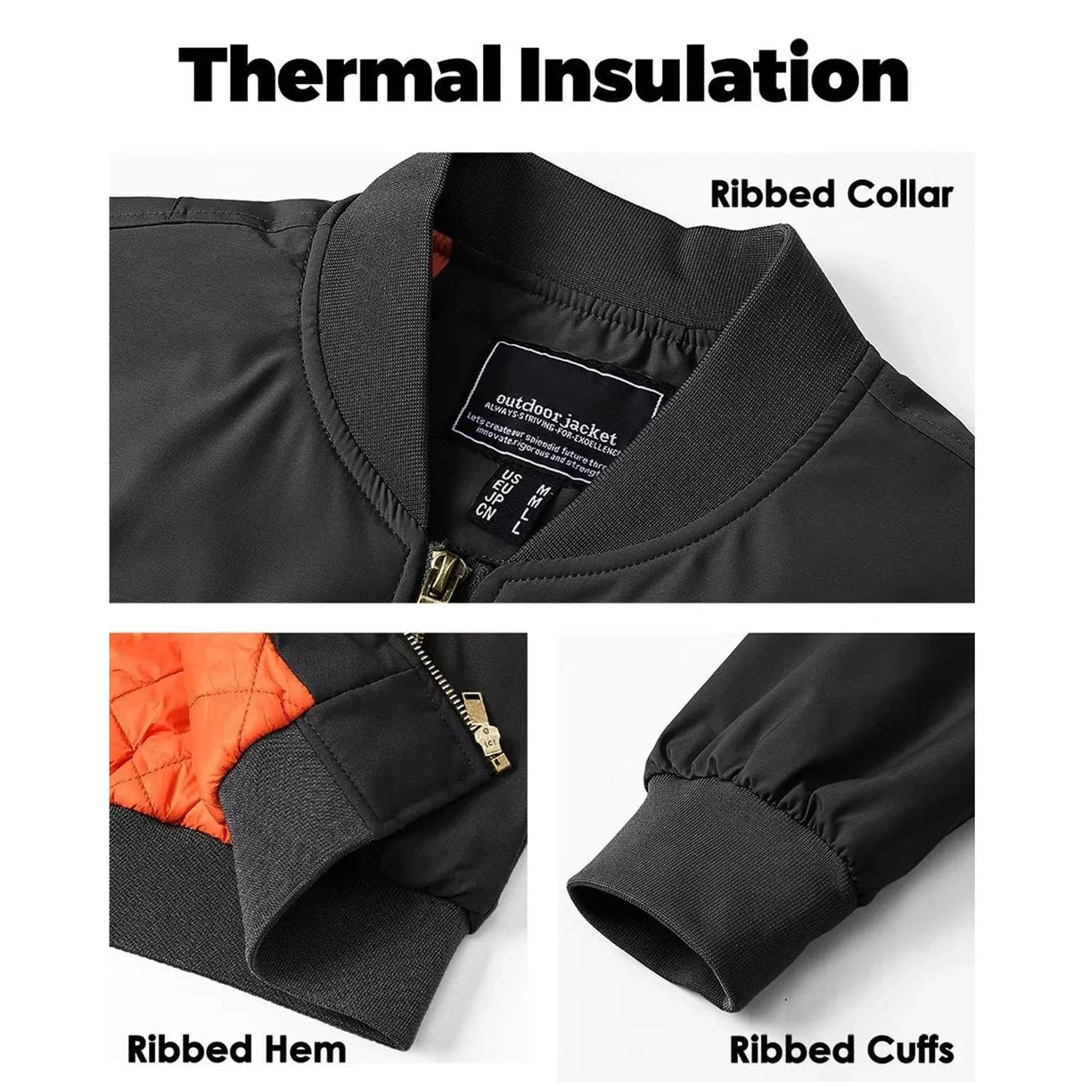 MAGCOMSEN Men's Aviator Jackets Thick Warm Orange Lining Bomber Jackets Fall Winter Casual Windproof Coats