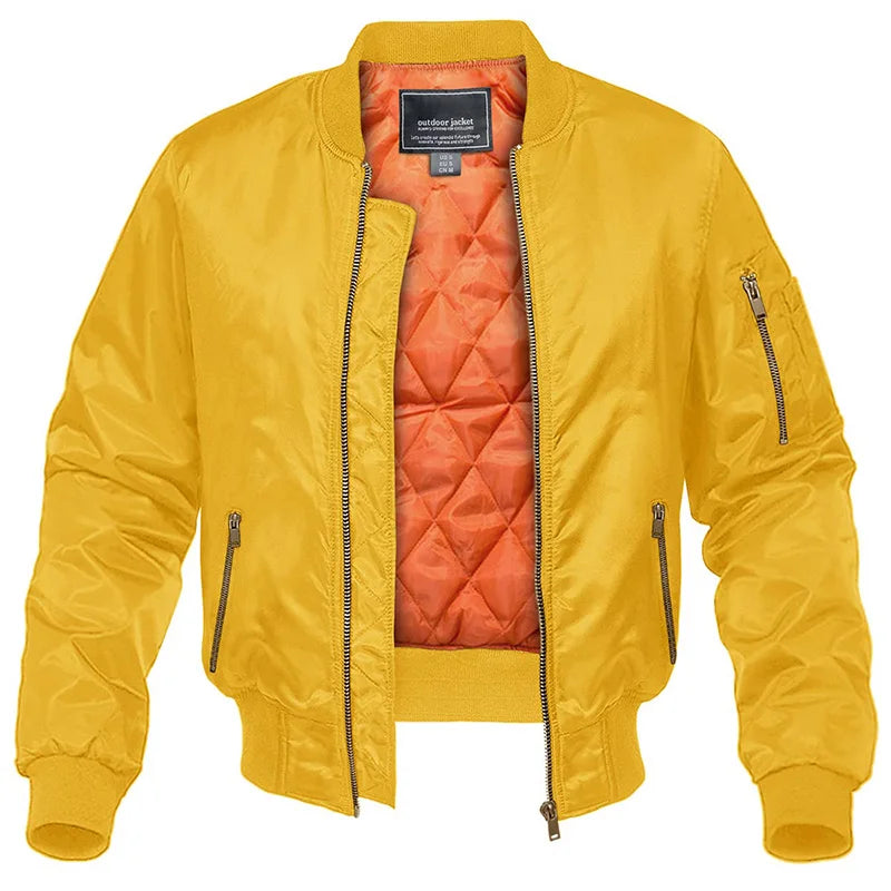 MAGCOMSEN Men's Aviator Jackets Thick Warm Orange Lining Bomber Jackets Fall Winter Casual Windproof Coats