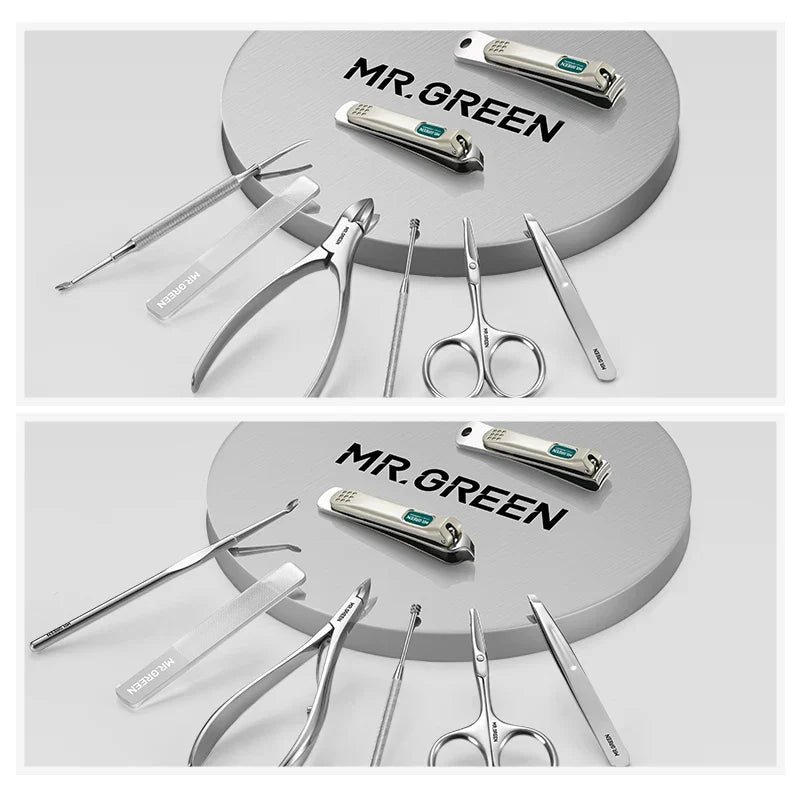 (Pack of 8) MR.GREEN Fashionable Manicure Set Personal Care Tool Kits Nail Clippers Pedicure Sets Eyebrow Tweezer Cuticle Hair Scissors