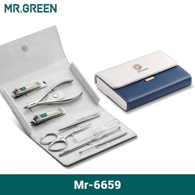 (Pack of 8) MR.GREEN Fashionable Manicure Set Personal Care Tool Kits Nail Clippers Pedicure Sets Eyebrow Tweezer Cuticle Hair Scissors