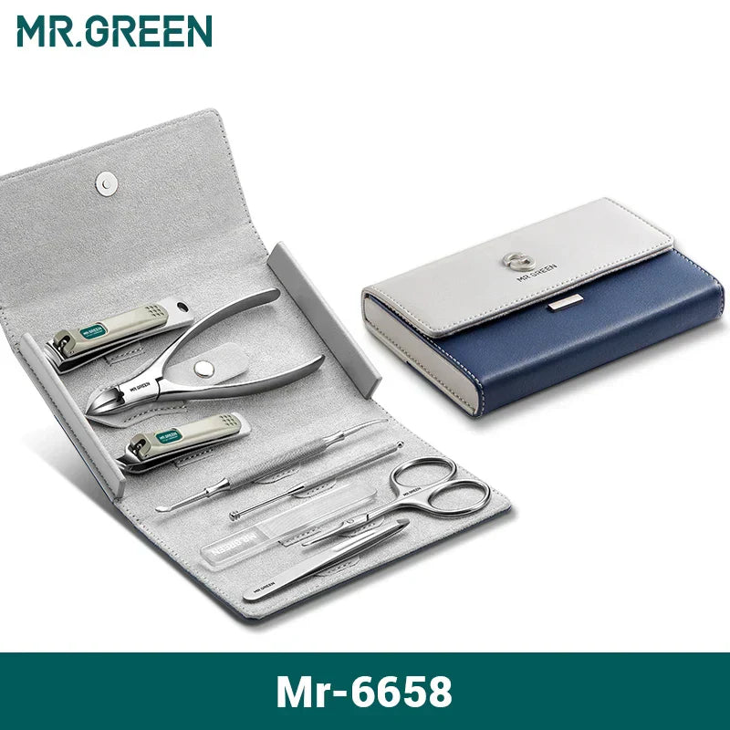 (Pack of 8) MR.GREEN Fashionable Manicure Set Personal Care Tool Kits Nail Clippers Pedicure Sets Eyebrow Tweezer Cuticle Hair Scissors