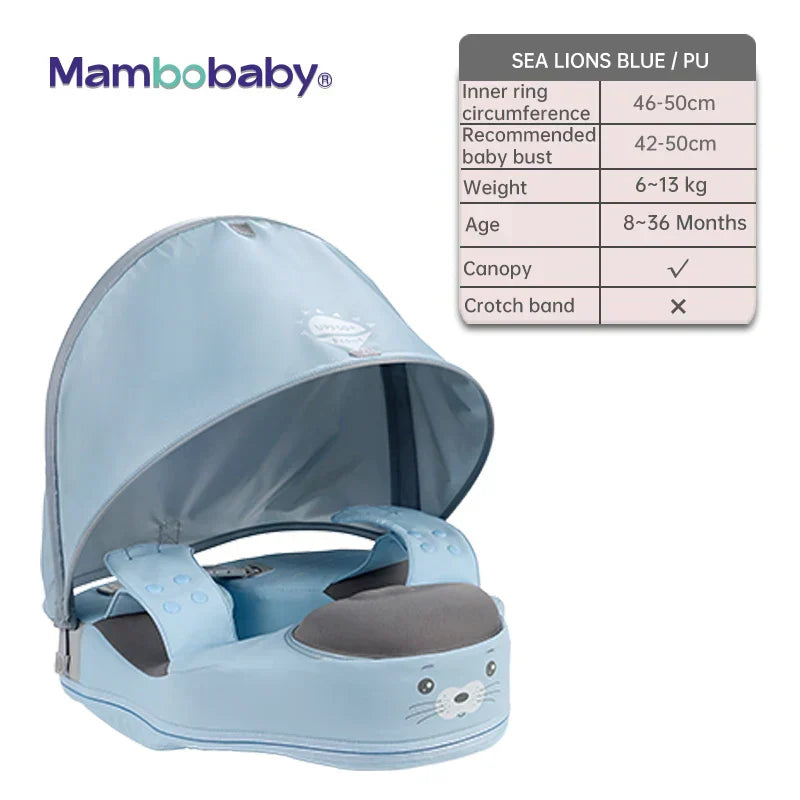 Mambobaby Baby Swimming Float With Sunshade For Infant Non-Inflatable Pool Accessories Kids Outdoor Play Water Waist Floater