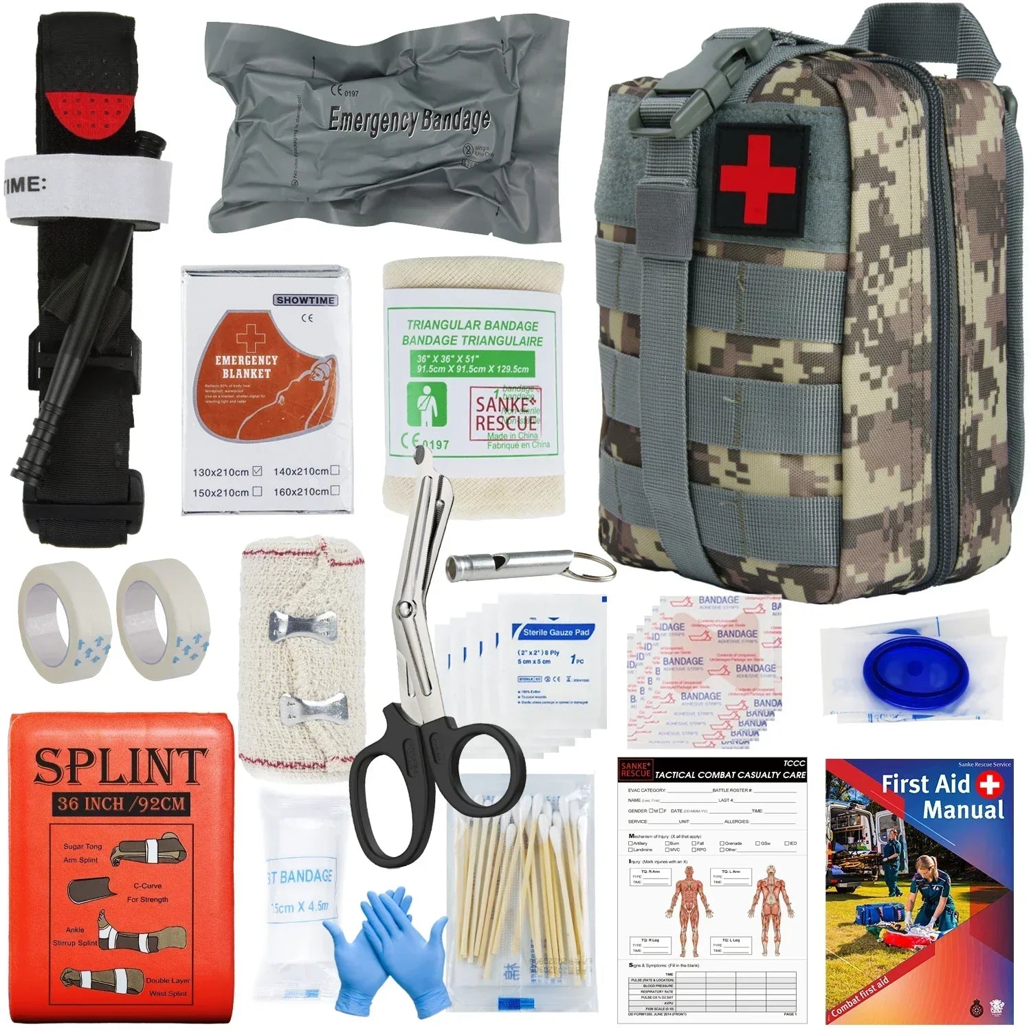Military IFAK Trauma Survival Kit First Aid Medical Pouch Emergency Survival Gear and Equipment with Molle Car Travel Hiking