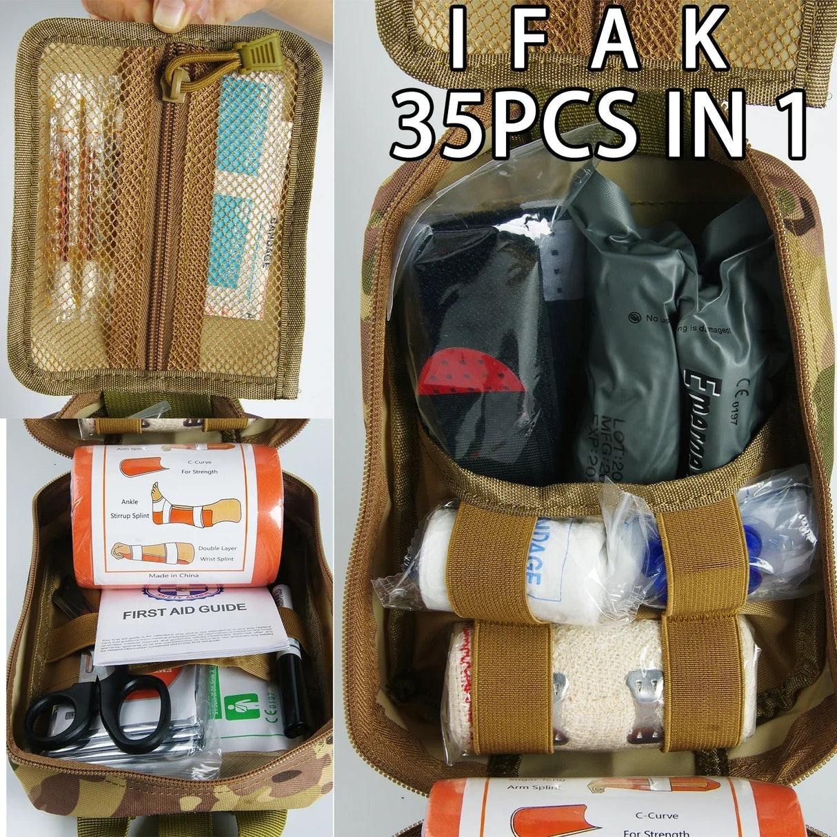 Military IFAK Trauma Survival Kit First Aid Medical Pouch Emergency Survival Gear and Equipment with Molle Car Travel Hiking