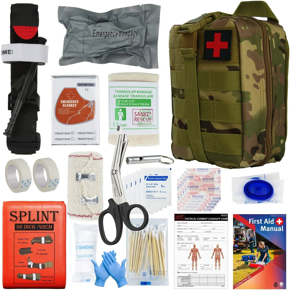 Military IFAK Trauma Survival Kit First Aid Medical Pouch Emergency Survival Gear and Equipment with Molle Car Travel Hiking