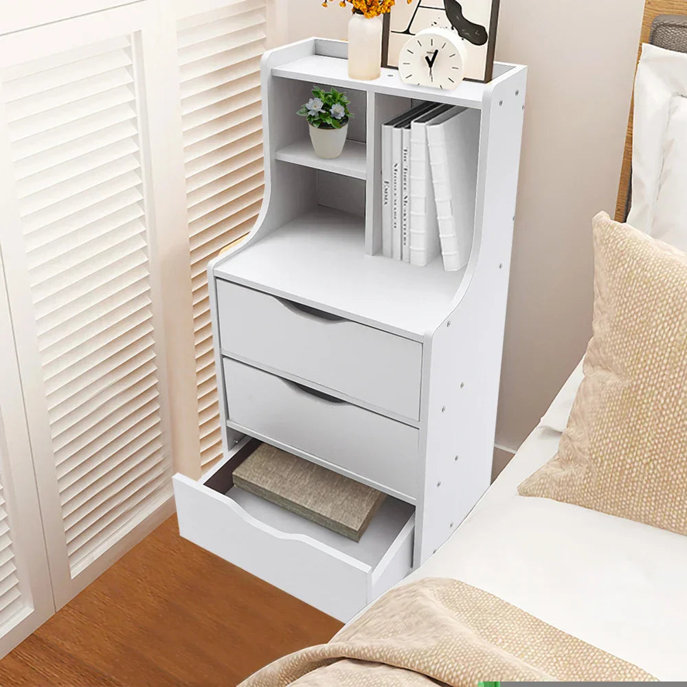 Modern Bedroom Storage Bedside Table White Dresser Organizer Nightstand Furniture with 3 Drawer
